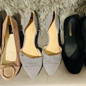 Cole Hahn flats, Tommy Hilfiger Striped Black& White, Black velvet flex stretch